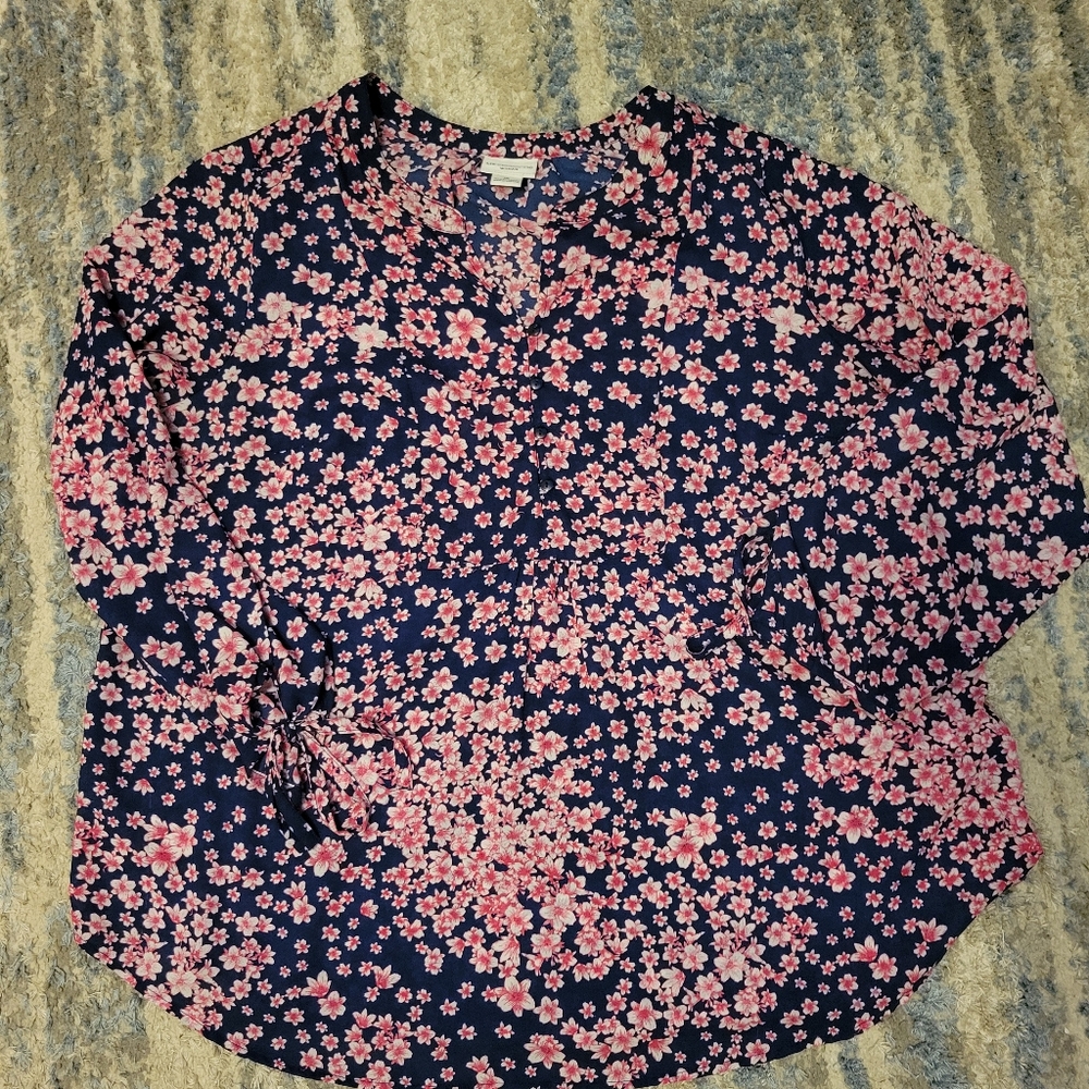 Liz Claiborne Floral Women's Top Plus Size 1X